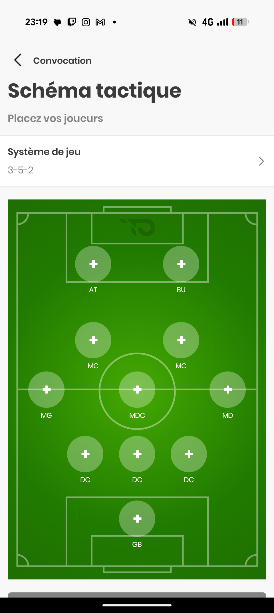 TeamPulse team-lineup interface